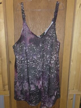 Ana&Rose 3X purple boho printed tunic top adjustable straps